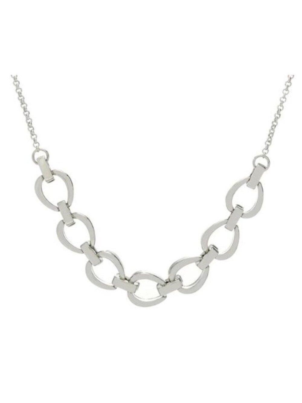 C & B Linked Chain Necklace Silvertone